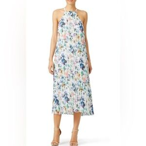 Likely Floral Pleated Midi Dress, Size 2